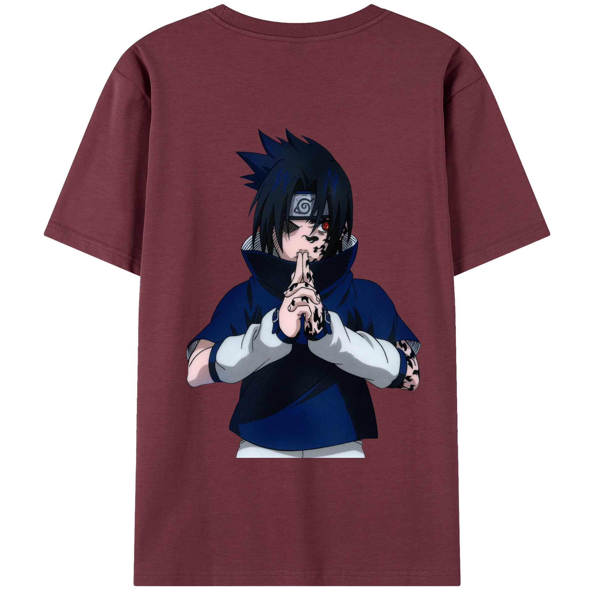 （画像用） NARUTO -ナルト- うちは サスケ Uchiha Sasuke 綿100％半袖Tシャツ（背面プリント）